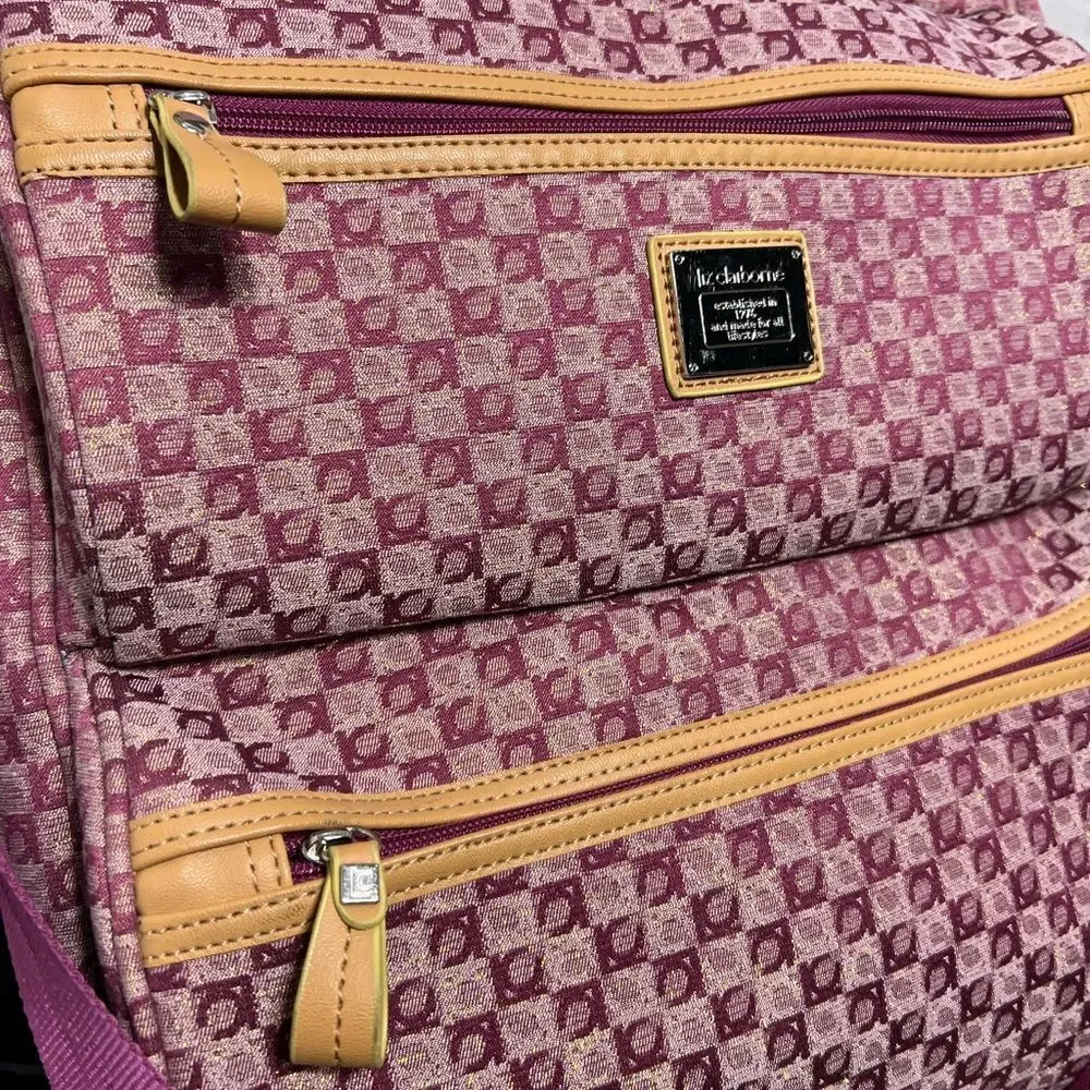 Liz Claiborne Randa luggage carry-on bag tote purple tan